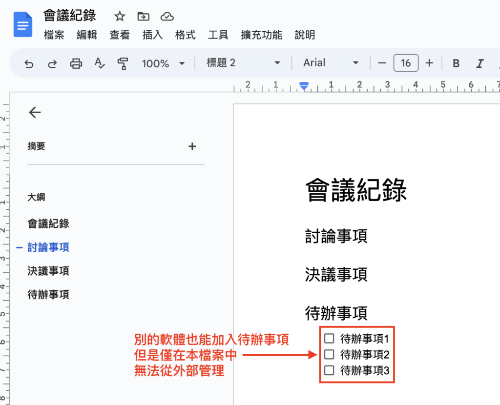 不論在 Word, Notion... 都有把文字轉為待辦事項的功能，但它們只是在文字前加了個 Checkbox 形狀的圖標，不像 RemNote Todo 具有實際功能