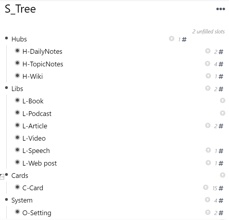 RemNote Tip：我把 Hub, Lib, Card, 以及系統設定文件 System 都變成多層級標籤，只要打上這個標籤，就能在右邊的數字上點擊查看有哪些屬於這個標籤的文件。