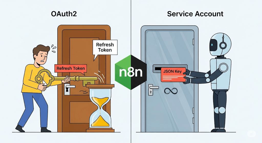 OAuth2 會常被踢掉，使用給機器專用的 Service Account 就沒有這個麻煩，但你要學新觀念