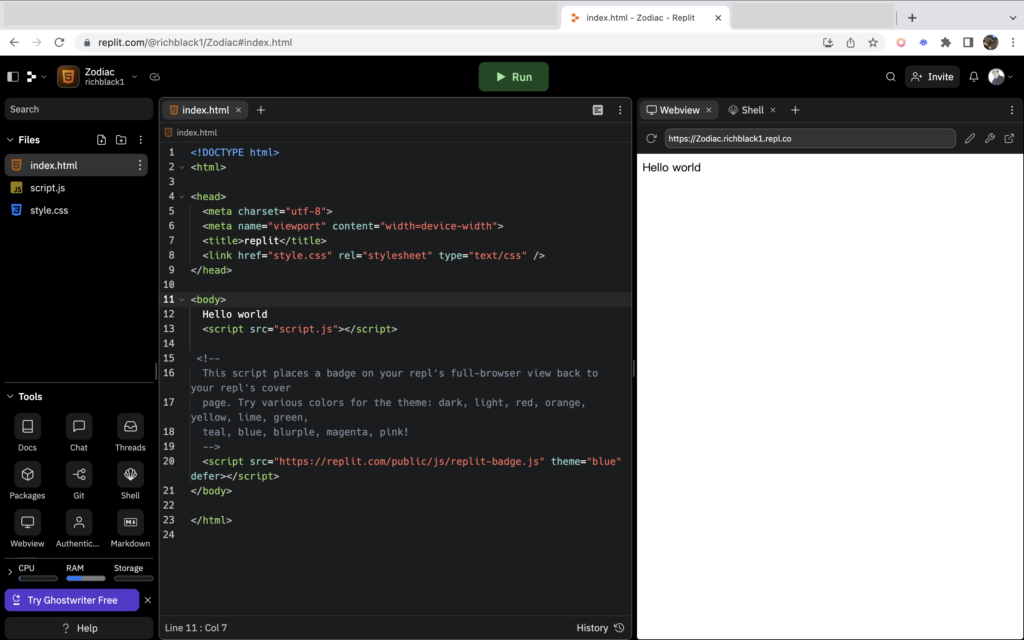 Replit 是個線上 IDE，基本使用免費，有完整的程式開發用具，跟桌面環境差不多，但只要有瀏覽器，甚至在 iPad 也能寫程式，你可以把 ChatGPT 提供的程式碼放在這裏，其實，它還內建一個類似 GitHub Copilot 的 AI 協助你寫程式，可以試用看看！