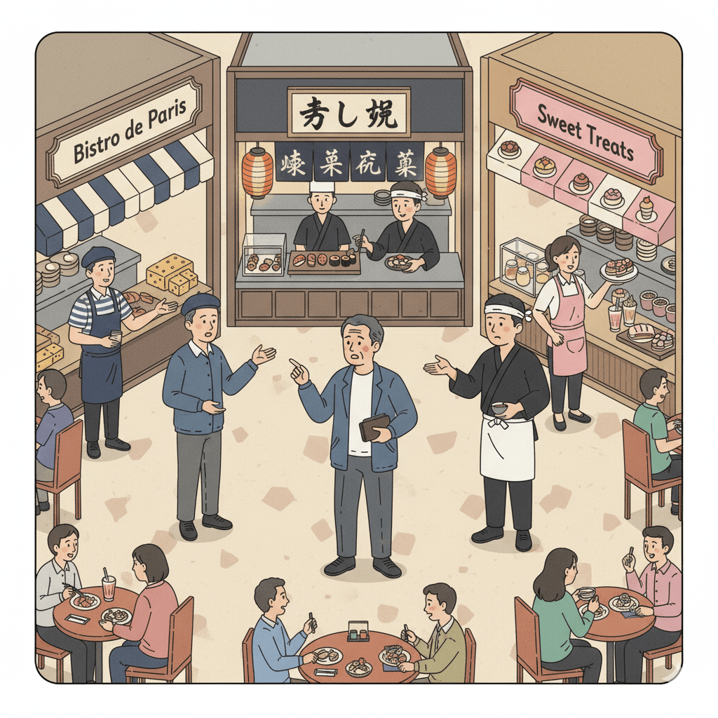 電腦一次要做很多事,就像美食街什麼餐廳都有,但每家的點餐方式(API)都不同,你要會講各種語言才能讓日本料理配法國濃湯餐後上義大利咖啡,這實在很麻煩。